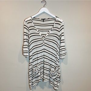 Ella Moss Striped Tunic White/Grey